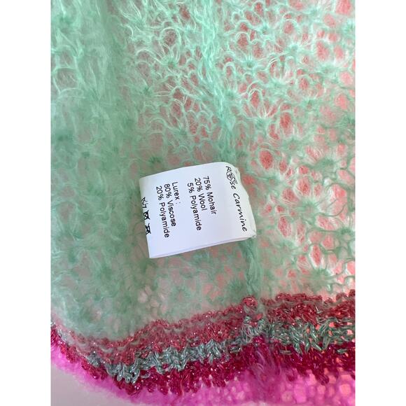 NEW Rose Carmine Mohair Blend Little Jacket Colorblock Cardigan Sweater One Size - Picture 4 of 5